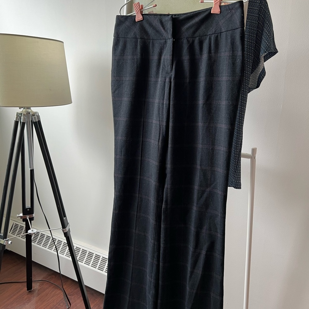 Gray and Red Plaid Dress Pants